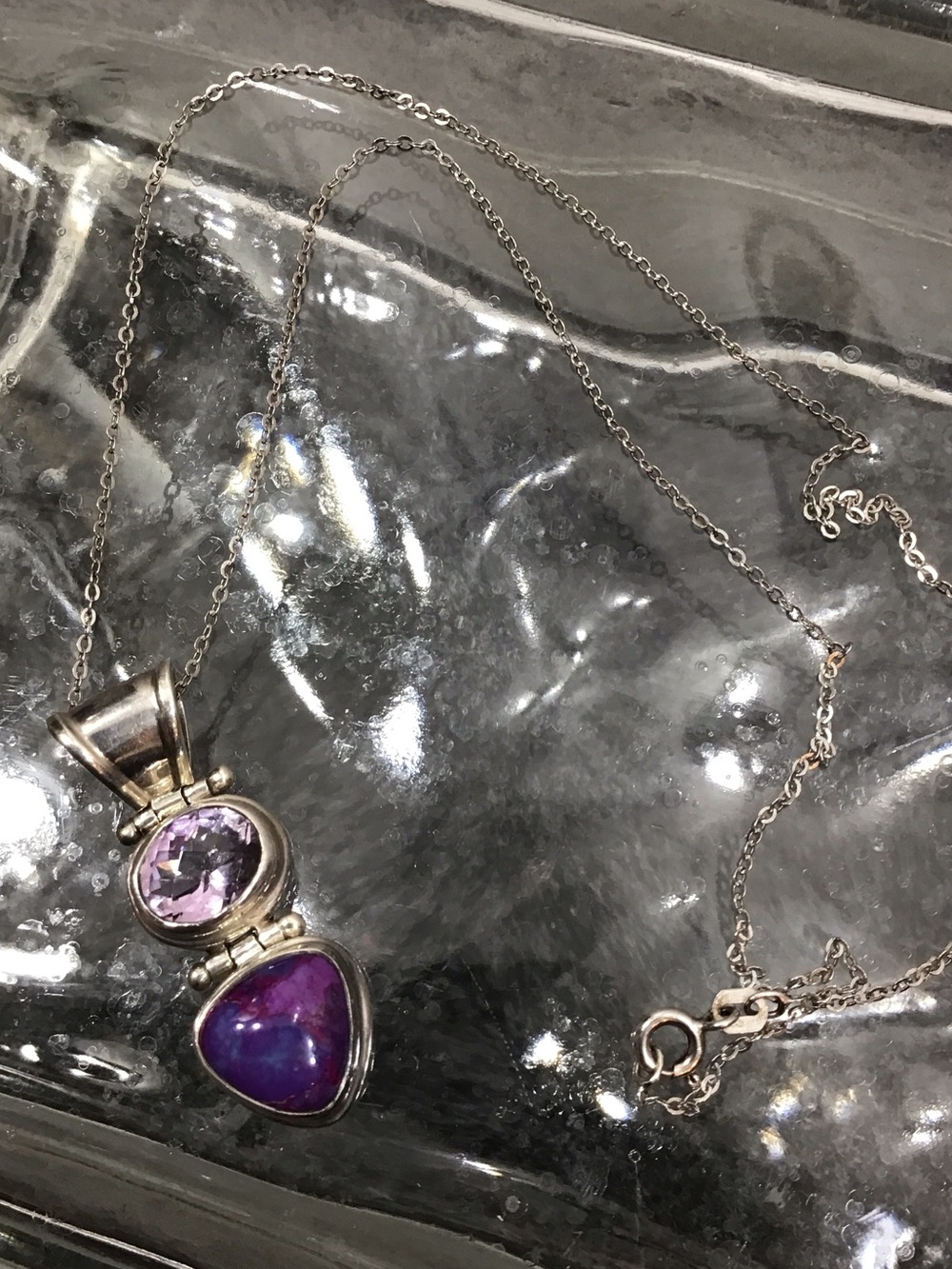 Sarda 925 hinged amethyst pendant and Italian made chain